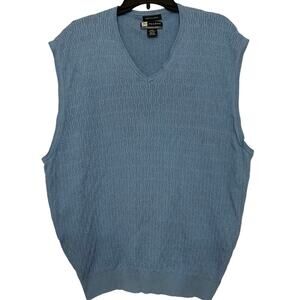 Jos A Bank Leadbetter Golf Pima Cotton Sweater Vest XXL Blue VTG Preppy